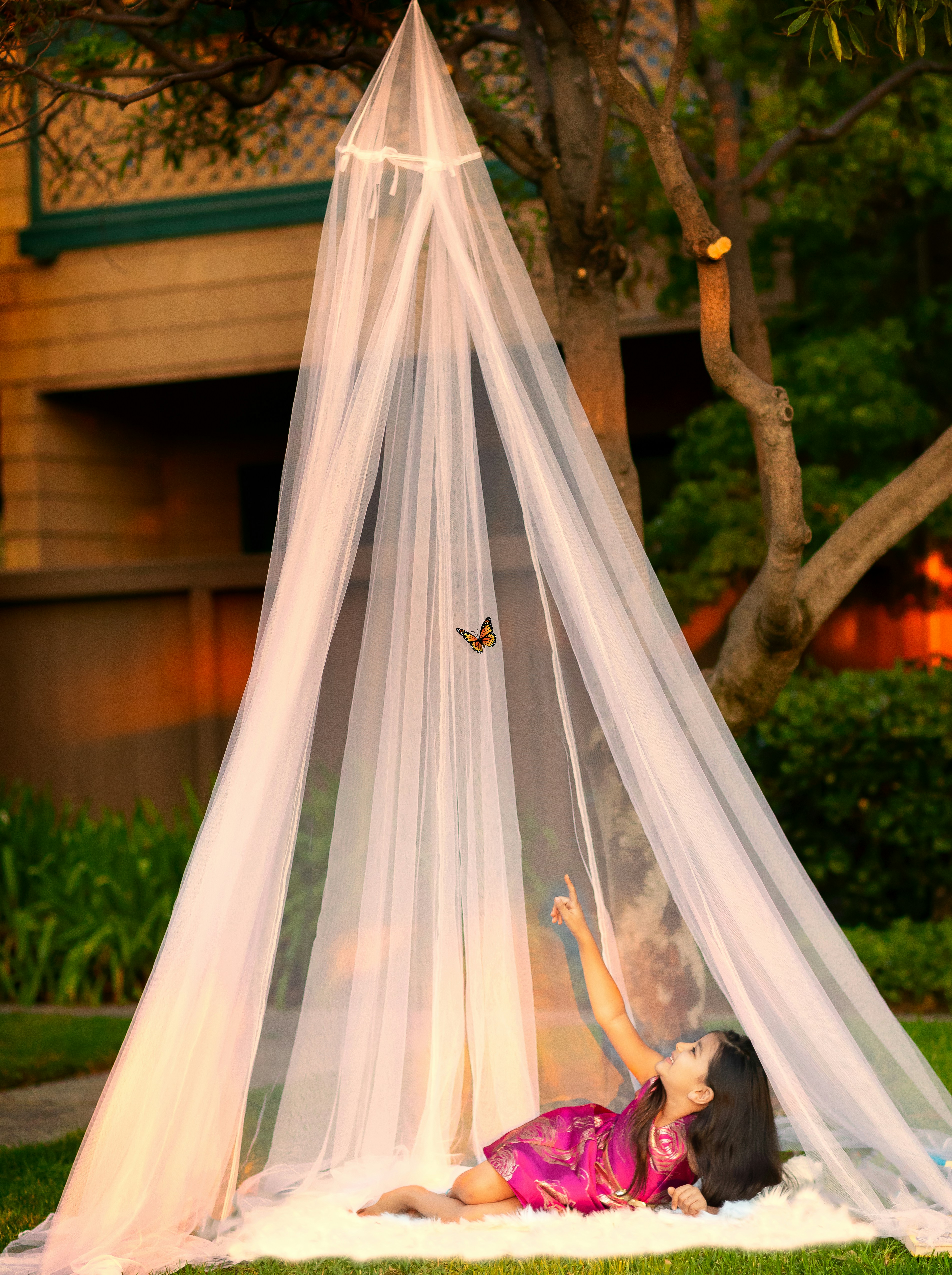 Kid Inside The Mosquito Net